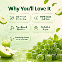 Gummies végétales riches en protéines sans sucre pour adultes, saveur pomme naturelle, véganes, pour la récupération sportive, certifiées GMP, 2 capsules