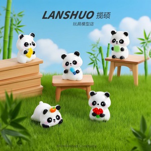 Figurine de panda Lanshuo en résine, ornement de bureau, décoration artistique pour la maison, forme animale - Product Image 4