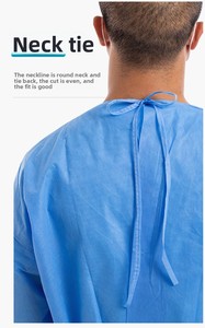 Robe d'isolement jetable unisexe en tissu non tissé SMS <span class=keywords><strong>multicouche</strong></span>, vêtements de protection pour hôpital - Product Image 4