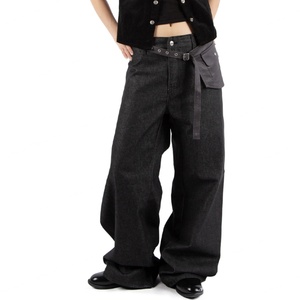 Jeans de Mezclilla Plegados para Hombre, 100% Algodón, de Alta Calidad, con Logotipo Personalizado al por Mayor, Mezclilla Cruda, Estilo Baggy - Product Image 2
