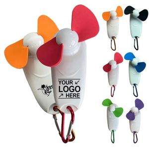 Custom Logo Mini Hand-Printing Portable Climbing Carabiner Fan With LED Torch Light for Automotive Use and Welcome Gifts - Product Image 1