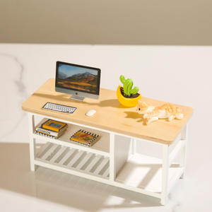 1:12 échelle bois Miniature scène maison de poupée meubles accessoires OB11 bricolage jouet Style bureau et ordinateur bureau ornement - Product Image 5