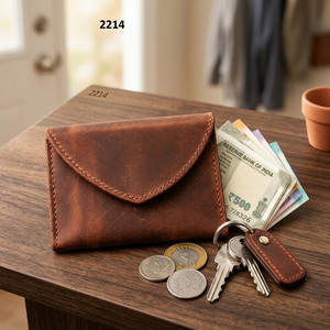 Handmade PU Leather Vintage <b>Money</b> Pouch Wallet Key Holder Cash Coin Purse <b>Envelope</b> Wallet Button Closure Unisex Card Holder RFID - Product Image 5