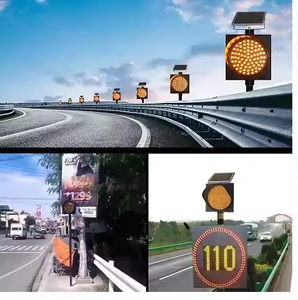Luz de Advertencia de Tráfico LED Ámbar <span class=keywords><strong>Solar</strong></span> de 12V y 300mm, Material PC, Luz Intermitente de Seguridad Vial - Product Image 6