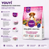 Sac d'emballage personnalisé imprimé anti-odeur pour aliments secs et humides pour chiens et chats, refermable avec fermeture éclair, fond plat, 1kg 3kg 5kg