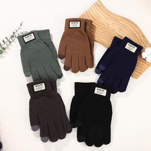 男性用の厚くて暖かいジャカードタッチスクリーンニットグローブ秋と冬用子供用アウトドアカジュアル旅行用防寒 - Product Image 2