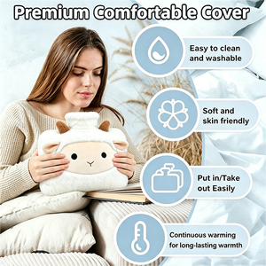Wholesale Removable Cute Cartoon Stuffed Animal <strong>Hot</strong> <strong>Water</strong> Bag Plush Lamb <strong>Sheep</strong> Cover for 1500ml Rubber <strong>Hot</strong> <strong>Water</strong> <strong>Bottle</strong> - Product Image 3