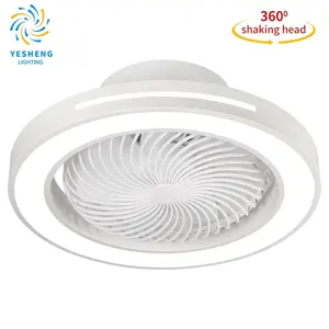 XD5 48cm small modern bladeless ceiling fan with led light remote control flush mount living room bedroom children invisible
