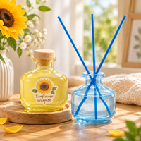 Bouteille vide en verre sphérique transparente pour diffuseur à bâtonnets, huiles essentielles, parfum d'ambiance et décoration intérieure, avec logo et couleur personnalisables