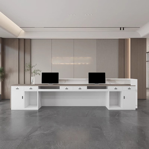 โต๊ะลามิเนต2คนทรงสี่เหลี่ยมสำหรับต้อนรับอาคารพาณิชย์โต๊ะให้คำปรึกษายิมแผนกต้อนรับพร้อมไฟ LED ดีไซน์หรูหรา - Product Image 3