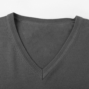 Suéter de moda con logotipo personalizado para hombre, suéteres de algodón 100% de manga larga, suéter de otoño con cuello en V para hombre - Product Image 3