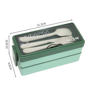 High-quality Pp Plastic Leak-proof Portable Food Container for Kids 2 Layers Food Storage <b>Box</b> Bento <b>Lunch</b> <b>Box</b> With Cutlery - Product Image 4