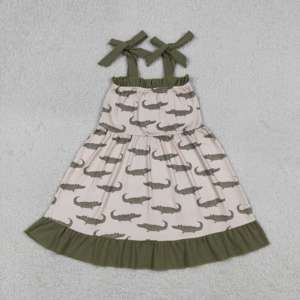 Robe trapèze à volants brodée crocodile RTS Boutique, mignonne, respirante, décontractée pour filles, vêtements d'été pour sœurs - Product Image 3