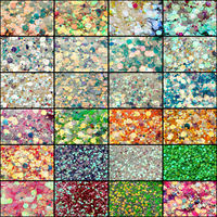 Poudre de paillettes cosmétiques en gros d'usine, paillettes hexagonales en PET, paillettes holographiques en vrac, paillettes épaisses mélangées pour l'artisanat, 24 couleurs