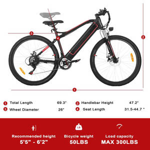Approvisionnement d'usine professionnel 26 pouces 7 vitesses <span class=keywords><strong>VTT</strong></span> <span class=keywords><strong>électrique</strong></span> 48V 13Ah Li-Ion batterie <span class=keywords><strong>vtt</strong></span> e-bike autre vélo de ville - Product Image 2