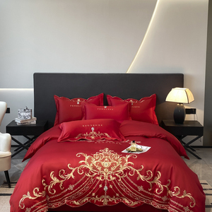 Parure <span class=keywords><strong>de</strong></span> Lit <span class=keywords><strong>Haut</strong></span> <span class=keywords><strong>de</strong></span> <span class=keywords><strong>Gamme</strong></span> Luxe Style Européen En Gros, Housse <span class=keywords><strong>de</strong></span> Couette en Coton Brodé Uni, Ensemble <span class=keywords><strong>de</strong></span> Literie Tissée - Product Image 4