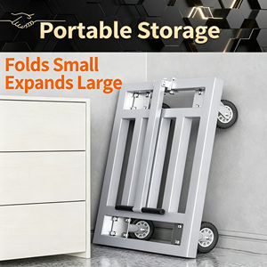 Carretilla de Mano <span class=keywords><strong>Plegable</strong></span> de 6 Pulgadas, Silenciosa, Resistente al Desgaste, con Tubo Cuadrado, Capacidad de Carga de 1250 kg, para Compras y Transporte - Product Image 4