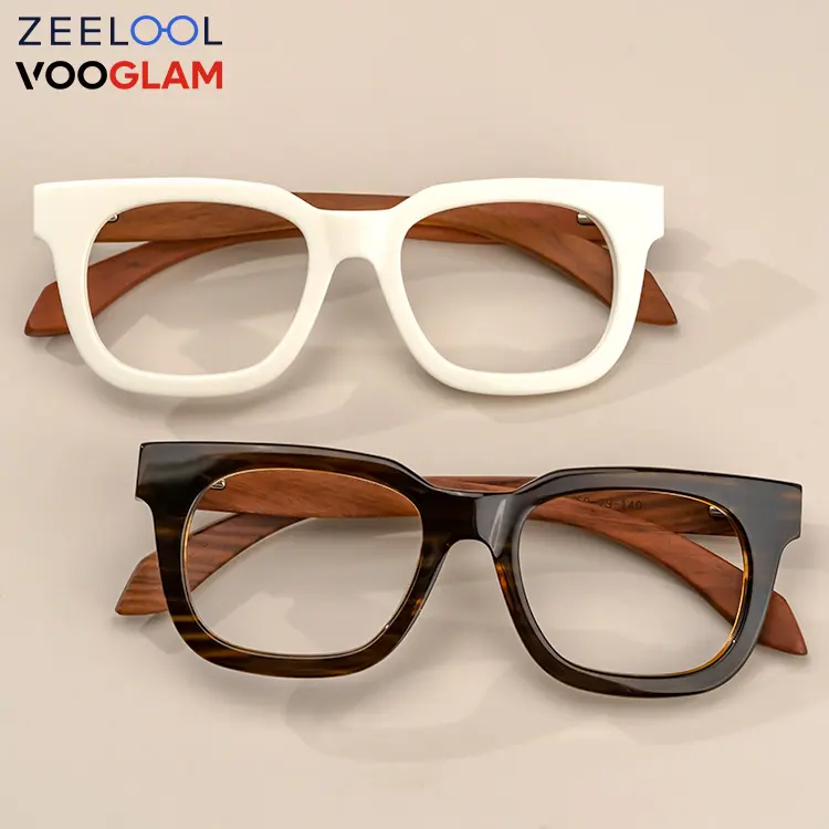 Italy Design Great Quality Acetate Men Eyeglasses Frames Classic with Wooden Pattern Temples high quality eyewear with logo