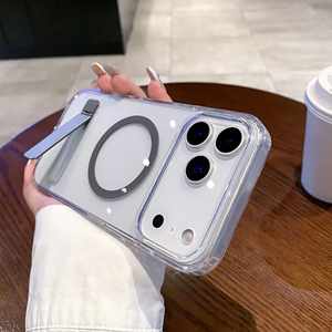 Custodia per telefono in metallo con supporto di una sola <span class=keywords><strong>parola</strong></span> per telefono con ventosa magnetica per iPhone 14 15 16 Promax Cover in acrilico trasparente - Product Image 3