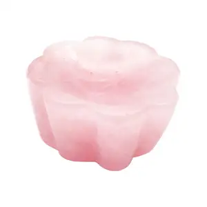 Groothandel Natuurlijke Kristal Kom Hand Gesneden Kristal Ambachten Healing Edelsteen Rose Quartz Klankschaal Voor Decoratie
