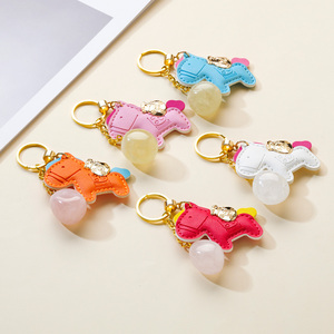 Porte-clés en gros : Artisanat en cristal, <span class=keywords><strong>pierre</strong></span> naturelle roulée, porte-clés cheval, charme de sac Reiki de guérison, pendentif clé - Product Image 5