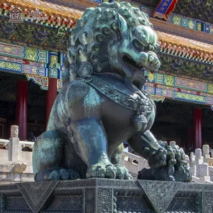 真人大小青铜中国狮子富狗塔图斯花园富狗雕塑