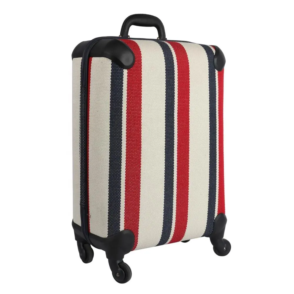 Tas travel kanvas kustom koper bepergian dengan kunci TSA tas roda troli perjalanan