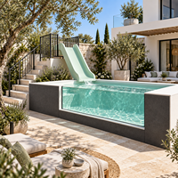 Toboggan aquatique en fibre de verre pas cher avec échelle en acier inoxydable, toboggan aquatique pour enfants, toboggan de jardin, toboggan de parc, toboggan de piscine