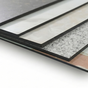 Panneau composite en <span class=keywords><strong>plastique</strong></span> pour décoration murale, finition aluminium granit, provenance Chine, 4 mm, finition marbre PVDF, ACP extérieur ALUSHINE - Product Image 3