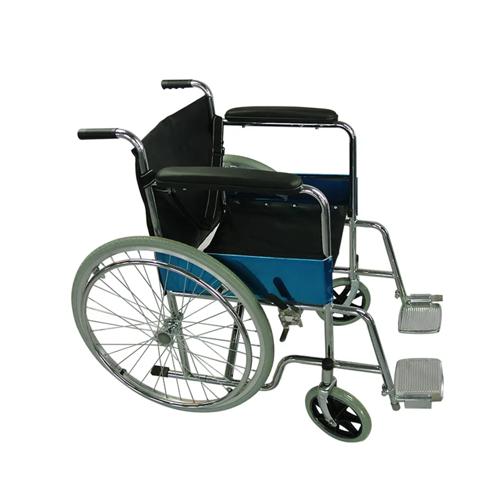 핫 세일 silla De Ruedas 정형 외과 수동 스틸 휠체어 기본 접이식 휠체어 판매 저렴한 표준 휠 의자