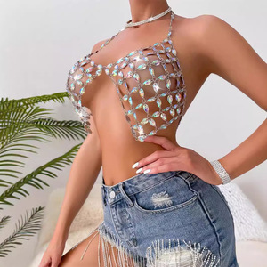 Barre de nuit YXY-116 faite à la main femmes creux <span class=keywords><strong>Bikini</strong></span> corps bijoux Sexy cristal strass hauts Camisole diamant soutien-gorge corps chaîne - Product Image 5