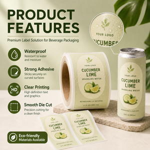 Etiquetas OEM para Latas de Refresco, Adhesivos BOPP Mate con Logotipo Personalizado, Adhesivo Sensible a la Presión para Botellas de Bebidas Energéticas - Product Image 3