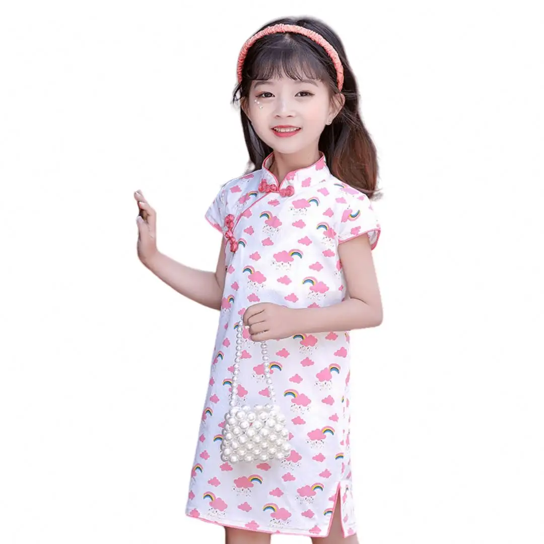 قماش للأطفال بتصميم صيني تقليدي من Cheongsam تنورة صيفية للبنات فساتين للفتيات