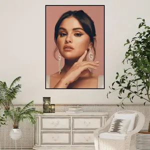 Selena Gomez - Pôster de anime com estampa de cantora Selena Gomez, adesivo de parede para decoração de quarto e sala de estar, escritório e casa, autoadesivo