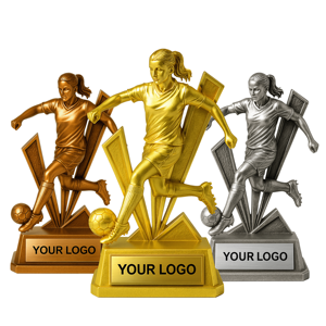 ถ้วยรางวัลฟุตบอลหญิง WeiVista ทำจากเรซิ่นสั่งทำพิเศษ รูปนักฟุตบอลหญิง พร้อมสลักโลโก้ ของขวัญสำหรับรางวัลสโมสร - Product Image 1