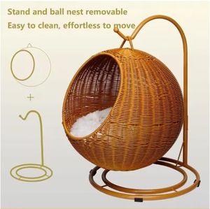 Cesta Colgante para Gatos de Mimbre PP PE Tejida a Mano, <span class=keywords><strong>Cama</strong></span> para Mascotas Lavable y Removible, Antideslizante, Venta Directa de Fábrica - Product Image 3