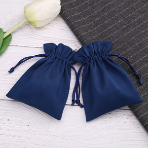 Dark Blue <b>Drawstring</b> Jewelry Bag 8x10cm Fabric Storage <b>Pouch</b> For Rings Cosmetics Gifts Organize Jewelry Packaging - Product Image 4