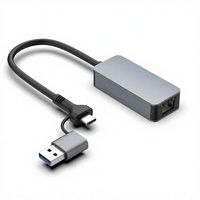 Hub de Tarjeta de Red Externa Gigabit, Adaptador Dual USB a RJ45 sin Controladores, Estación de Acoplamiento Convertidora de Red Cableada