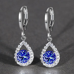 Pendientes elegantes de cristal con forma de gota de agua, joyería de boda chapada en rodio y plata 925 para mujer, pendientes clásicos - Product Image 3