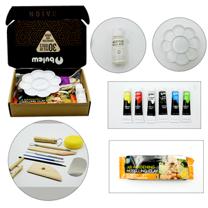 Bview Art <span class=keywords><strong>Kit</strong></span> d'argile de <span class=keywords><strong>poterie</strong></span> sèche à l'air 500g <span class=keywords><strong>Kit</strong></span> d'argile à modeler <span class=keywords><strong>pour</strong></span> adultes comprenant 6 pièces de peinture acrylique et palette de peinture - Product Image 2