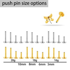 Hengsen ASTM F136 mạ vàng Titan piercing Zircon <span class=keywords><strong>Helix</strong></span> piercing 16G phẳng trở lại threadless đẩy Pin cartilagel Stud Bông tai - Product Image 5