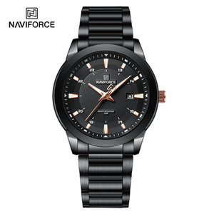 Reloj NAVIFORCE 8029 <span class=keywords><strong>BBB</strong></span> para Hombre, Totalmente Negro, Esfera Grande, Cuarzo, Casual, con Fecha, Correa de Acero Inoxidable, Manecillas Luminosas - Product Image 4