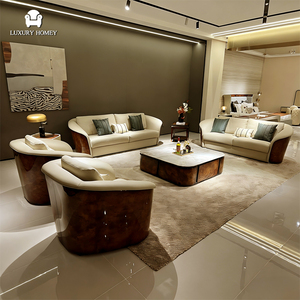 Canapé de luxe confortable en cuir véritable pour hall d'hôtel et mobilier de salon - Product Image 3