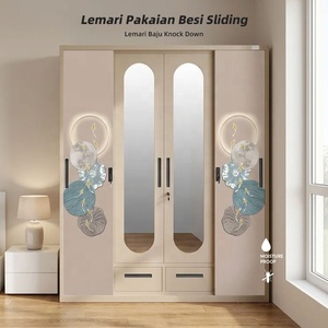 <span class=keywords><strong>Armario</strong></span> Moderno de Metal con Estampado de Acero 2 3 4 5, con Espejo y Cajones, Mueble de Dormitorio Moderno para el Hogar - Product Image 2