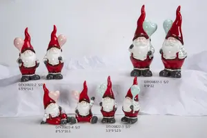 Wholesale Christmas Ceramic Gnome Ornaments Cute Santa Claus Figures Tabletop Xmas Statue