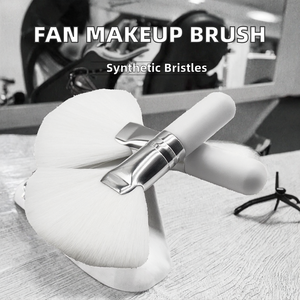 Brochas de Maquillaje al por Mayor OEM, <span class=keywords><strong>Brocha</strong></span> Grande en Forma de Abanico <span class=keywords><strong>para</strong></span> Iluminar, Pelo Sintético Corto, Mango de Madera, <span class=keywords><strong>Brocha</strong></span> Facial Suave - Product Image 2