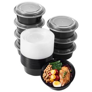 กล่องอาหารแบบใช้แล้วทิ้งขนาด 32 ออนซ์ ปลอดสาร BPA ใช้กับไมโครเวฟได้ ผลิตจากพลาสติก PP เกรดสำหรับอาหาร พร้อมฝาปิด - Product Image 1