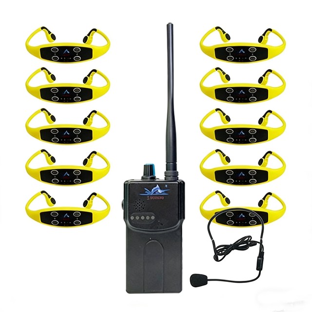 Hot Sale Student Trainer Radio Receiver Bone Conduction Headphone for Water Sports Swimming Training LED IP68 Waterproof