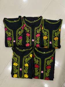 Black Summer <b>Chikankari</b> Rayon Plazo set hand embroidered work on Kurti India wholesale manufacturer kurtis women in india - Product Image 4
