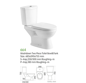 Conjunto Completo de Louças Sanitárias para Banheiro Estilo Moderno com Vaso Sanitário de Cerâmica de Duas Peças com Descarga Dupla e Saída em P ou S - Product Image 5